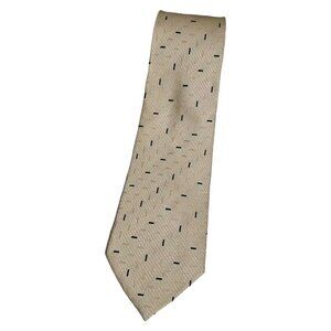 EMPORIO ARMANI Men's Silk Acetate Tie LUXURY Beige Geometric W:3.4" EUC